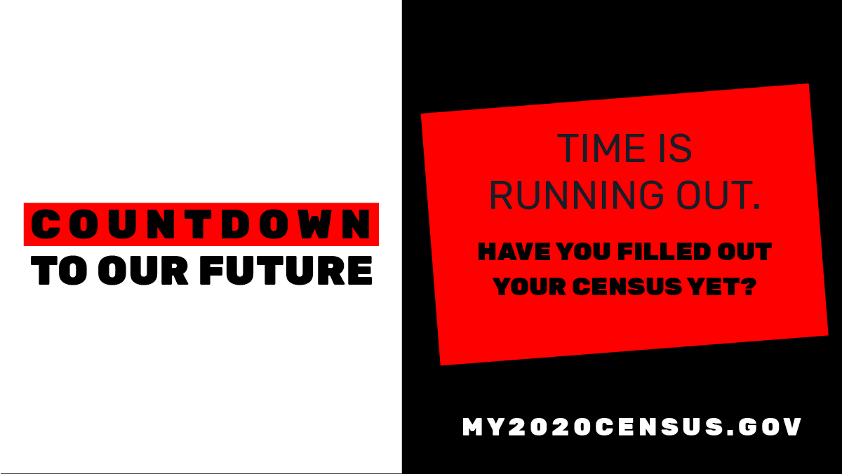 THIS IS NOT A DRILL! ⏰⏰⏰

You now have until THIS FRIDAY, Oct 16, at 3 a.m. to complete the #2020Census, NorCal! The clock is ticking, so please take it NOW.

my2020census.gov or 1-844-330-2020.
