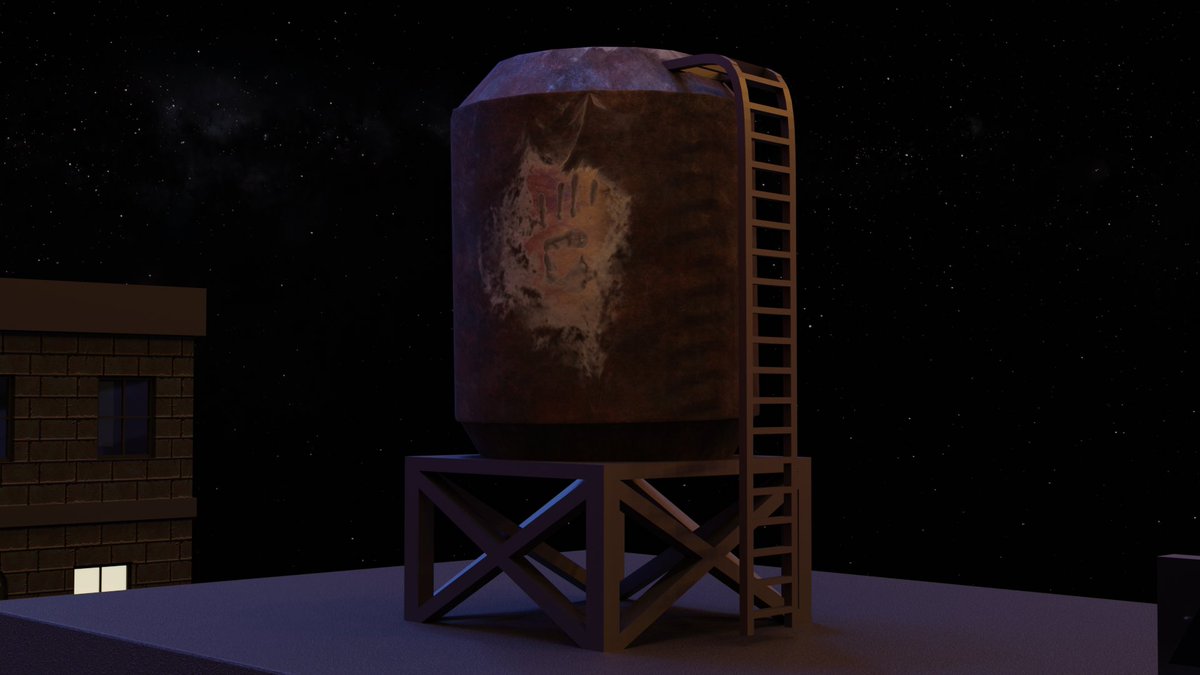 3Dartisfinetoo's tweet image. I was previously working on a city and this is as far as I got. I liked how it came out though. The character on the billboard is from #MarcMartin and @mmartinart on Instagram. #b3d #blendercloud