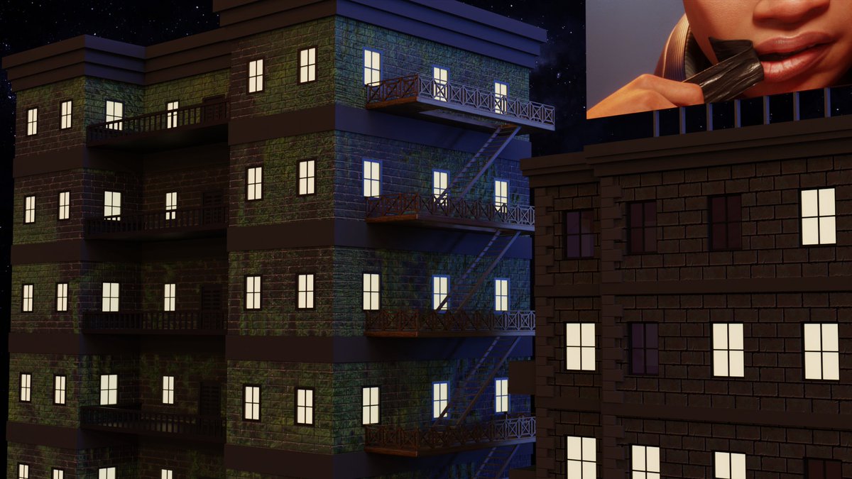 3Dartisfinetoo's tweet image. I was previously working on a city and this is as far as I got. I liked how it came out though. The character on the billboard is from #MarcMartin and @mmartinart on Instagram. #b3d #blendercloud