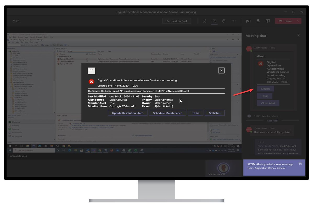 lenntun's tweet photo. Such an amazing feature to be able to view and interact with #SysCtr #OpsMgr #SCOM directly in a #microsoftteams meeting.  Join @OpsLogix for a #Webinar tomorrow to see a live preview, and learn more about #VMware Monitoring in the real world.

https://t.co/ZvVmArxRTe https://t.co/mUmAAeAv8b