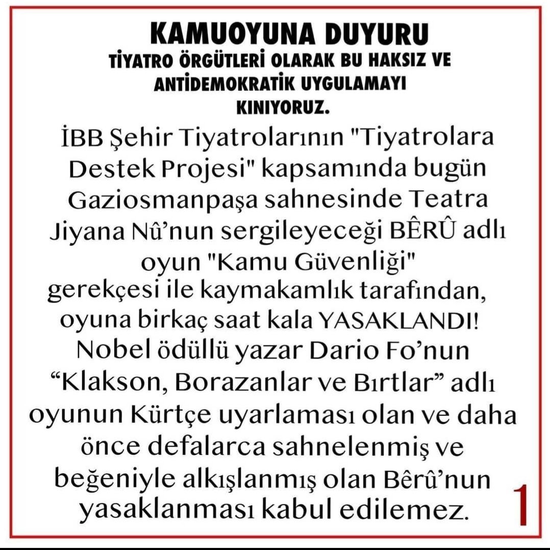 #sanatengellenemez #tiyatroengellenemez #kürtçetiyatroengellenemez