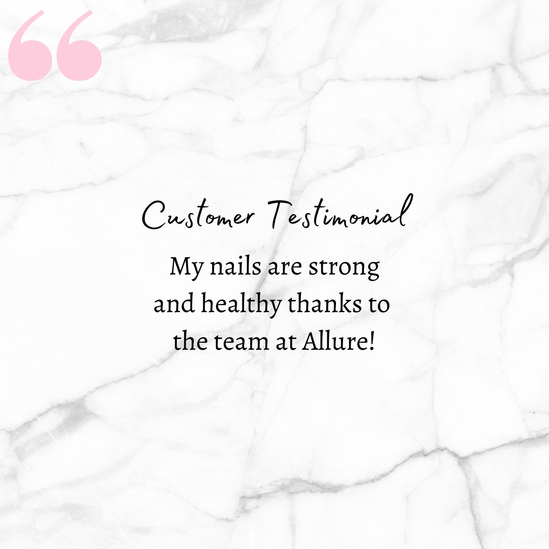 allurebeautyza's tweet image. We absolutely LOVE hearing from you!  Whether you send us messages, or tag us in your #nailfies or in your stories, we appreciate your feedback.  
Thank you for letting us know that our nail technicians are keeping your nails healthy and strong 💅🏼 #customertestimonials #thankyou