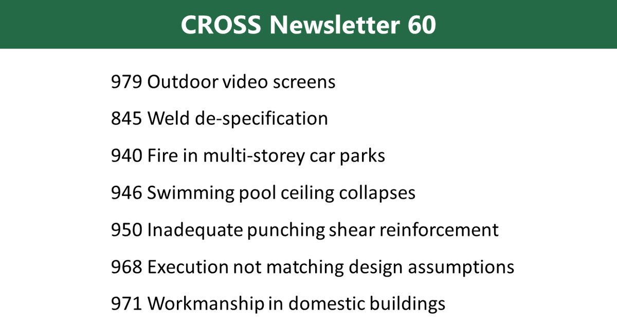 cross_safety's tweet photo. CROSS Newsletter 60 has been published: https://t.co/wgCl7wqwCl
Please share it with your network
#confidentialreporting #structures #safety #engineering #structuralengineering #sharinglessonslearned #structuralsafety #workright https://t.co/8ESj71vqkx