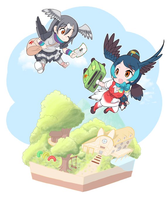 「リョコウバトさん、お手紙ですよ!」
ヴィネット風、カワラバトちゃんとリョコウバトさん

#けものフレンズ #けもフレ 