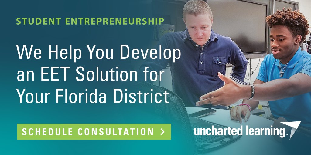 UnchartedLRNG's tweet photo. The power of entrepreneurship for students is something we can all agree on. So, how can you best take advantage of the EET Grant, Florida educators? We can help, here's how: https://t.co/zKL14I5VP5 #Careerteched #rethinkCTE #21stedchat #GetThereFl @HenmackIII https://t.co/Er9YxEaDv4
