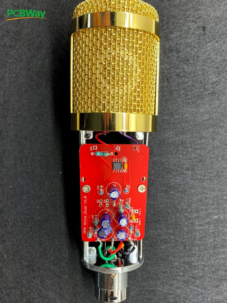 PCBWayOfficial's tweet image. #SharedProject
This is the PCB for a dual operational amplifier circuit that will mount in a BM-800 body and interface with a condenser microphone capsule such as the TSB2555B and TSB165. 
✅Learn more: bit.ly/3nQhUoY
.
#PCBWay