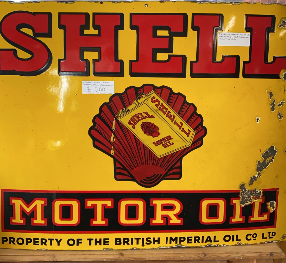The British imperial oil co ltd was formed in 1905 and became Shell co in 1927. Early 1900 Shell enamel sign. Australian #shell #shellaustralia #britishimperialoilco #enamelsign #astraantiquescentre #enamel #hemswell #lincolnshire #newstock https://t.co/DyD5xW5gwk