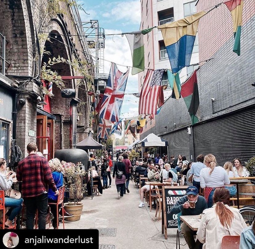“The best part is that it’s hidden away so finding it feels like a new discovery.” 🌍✨  

We are COVID safe lovely people:  

😷 Wear a mask  
📲 Track &amp; trace  
👣 Socially distance   

📸: @anjaliwanderlust     

#MaltbyStreetMarket #LondonEats #StreetFood #LondonMarkets