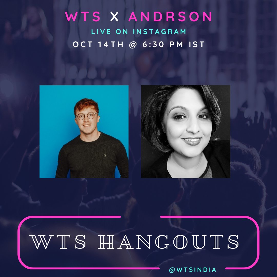 TONIGHT! Join us on #WTSHangouts at 6:30 PM IST for a conversation with <a href="/NeilFDunne/">Neil F. Dunne</a> from <a href="/AndrsonMusic/">Andrson Music</a> a global music discovery platform to talk about our partnership to help increase the global reach of indie musicians!⁠