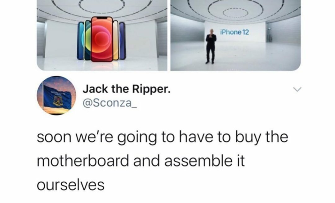 yourhomie44's tweet photo. Apple iphone 12 comes with no charger in the box #AppleEvent https://t.co/it2RV4cxvX