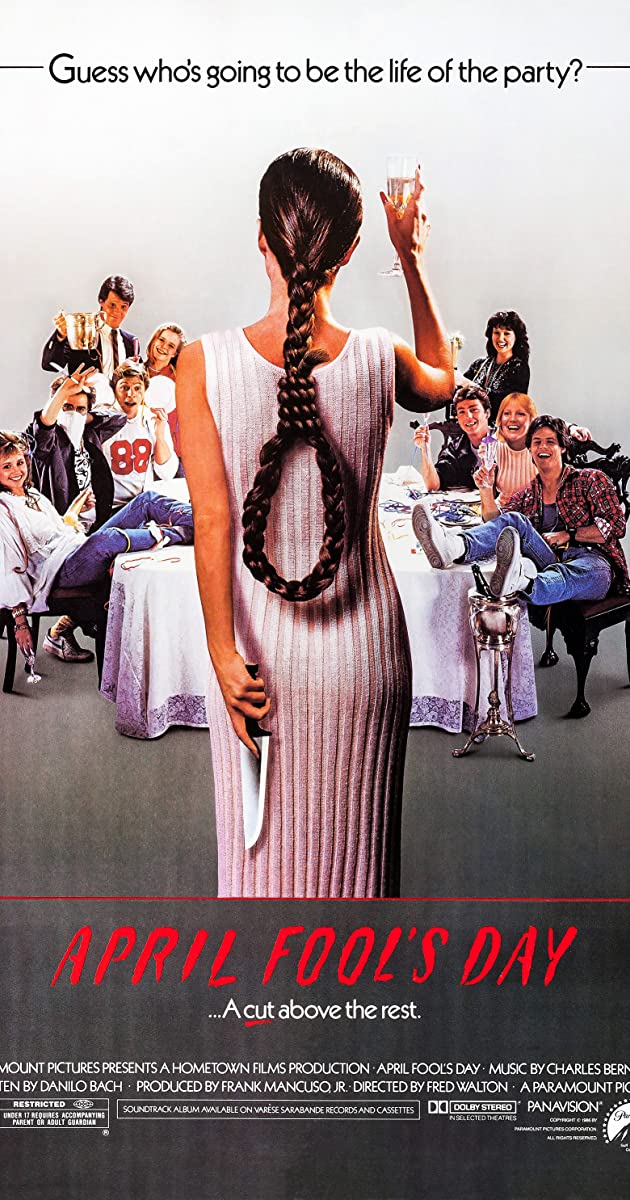 APRIL FOOL'S DAY's VHS box had fascinated me since I was a kid: could you strangle someone with your hair? Or would it break? Is the knife a Plan B? The movie answered none of these questions.  #disappointed  #31DaysOfHorror