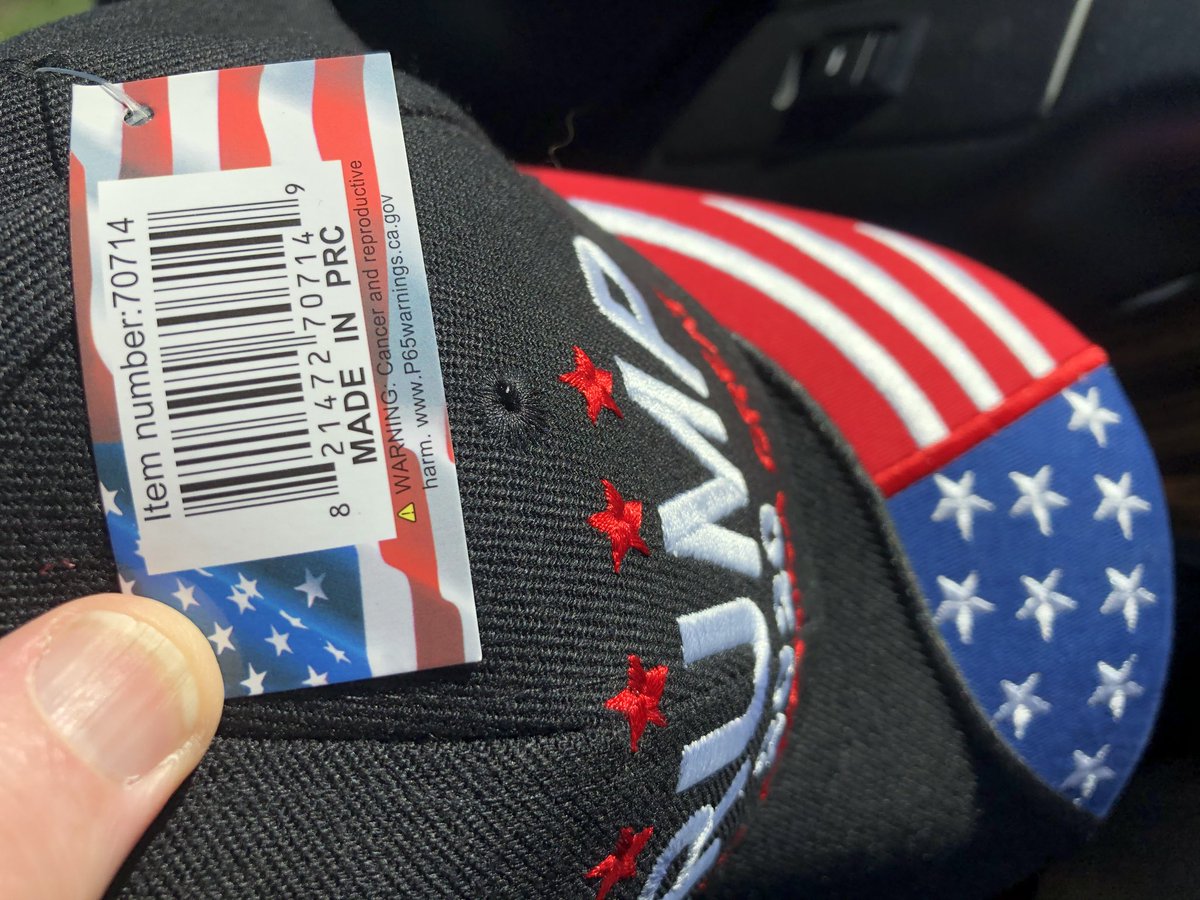 hughriminton's tweet image. Um, guess where the Trump campaign hats are made...👇