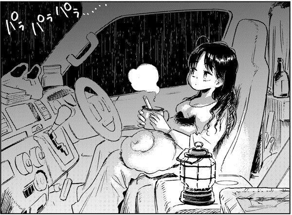 ebookjapan(アプリ)で『渡り鳥とカタツムリ』第10話前編が先行配信中?
物思いにふける つぐみさん。
窓を叩く雨音が 妙に心地よく感じる夜もありますよね?

ebookjapan(アプリ)にて7話～10話前編まで無料公開中!
【Ios】https://t.co/Oa4Y3x73rE
【Android】https://t.co/E0ju54dYni
#車中泊 #旅 