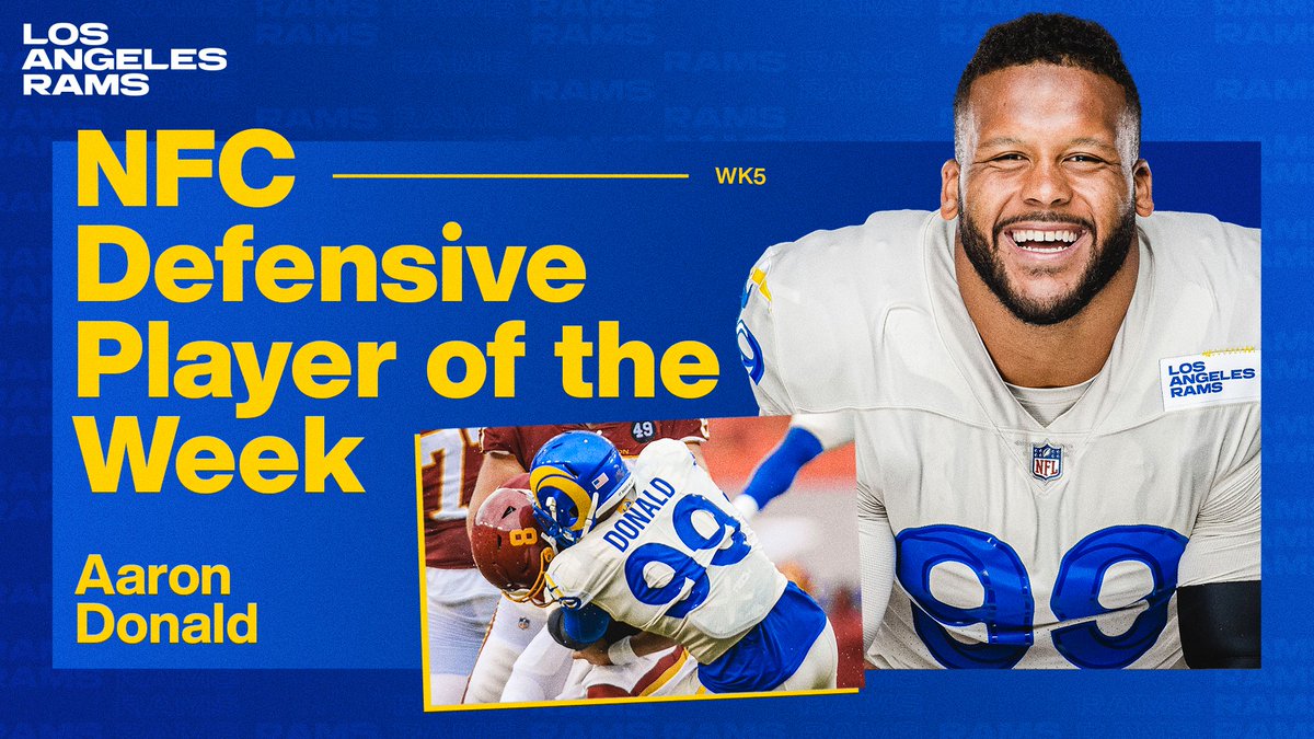 RamsNFL's tweet photo. The NFL's sack leader brings home the NFC Defensive Player of the Week honors 💪

Congratulations, @AaronDonald97! https://t.co/7HEyAxW6m0