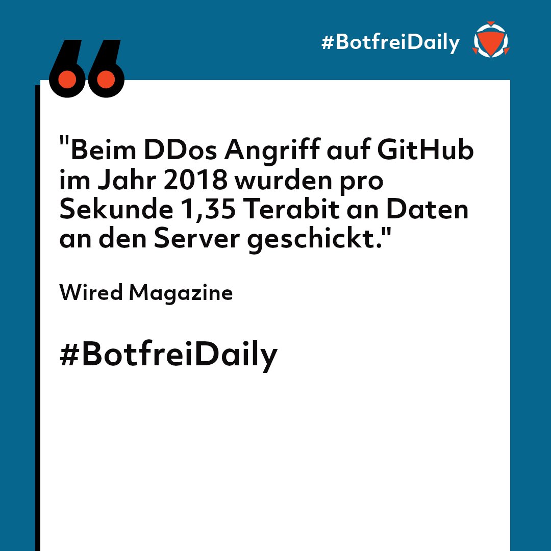 botfrei's tweet photo. "Beim DDoS Angriff auf GitHub im Jahr 2018 wurden pro Sekunden 1,35 Terabit an Daten an den Server geschickt" 

#BotfreiDaily https://t.co/Q0uLaJVIeZ