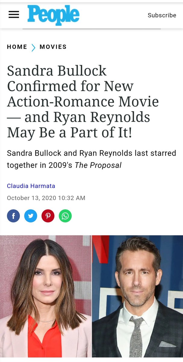 bullockslays's tweet photo. IT'S REALLY HAPPENING. SANDRA BULLOCK CONFIRMED IT ALREADY!!! RYAN REYNOLDS ITS TIME DO IT!!!!!!! https://t.co/ff38HBwhJU