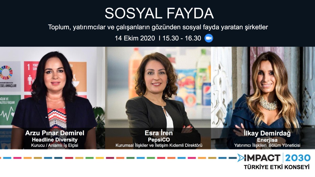 Bugün IMPACT2030 Türkiye Etki Konseyi’nin 15:30’da gerçekleştireceği, Kurumsal İlişkiler ve İletişim Kıdemli Direktörümüz Esra İren’in konuşmacı olarak yer alacağı Sosyal Fayda konulu paneline linkten ulaşabilirsiniz. https://t.co/rjDlz3Vnj6 https://t.co/HAgnSAPWF9