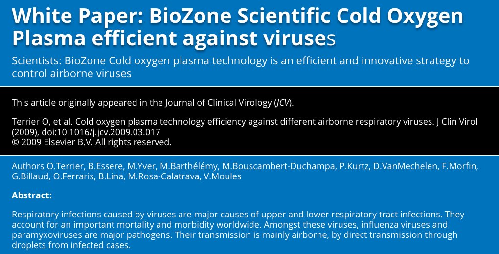 TawadaCleanTech's tweet image. BioZone Scientific Cold Oxygen Plasma efficient against viruses – read this research white paper here biozonescientific.com/2020/02/white-…

#TawadaCleanTech #BioZone