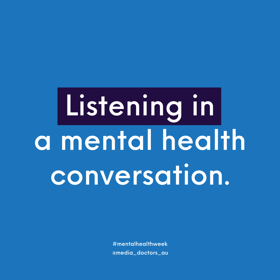Mediadoctorsau's tweet photo. 👂 Listening in a #mentalhealthconversation

A common symptom of mental illness is feeling alone or like no-one else understands. By lending an ear, you can help someone feel they are truly being heard. https://t.co/rfObl1KkX5