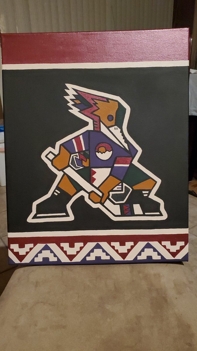 AZCoyotesPlates's tweet photo. @jeff_degolier @ArizonaCoyotes @BTMhockey @ditchhockey @RoadrunnersAHL @YotesFoundation I just finished a Roadrunners Kachina painting as well 😊 https://t.co/CTW6XDdwNB