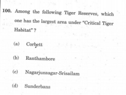 twt2vineet's tweet image. #UPSC question in #prelims2020 on #largest #tiger reserve in the country.

#upscprelims2020 #UPSCPrelims #ifs #forestservice #wildlife #nstr #NagarjunaSagarSrisailamTigerReserve @ntca_india @AP_Forest #srisailam @Unitedfortigers @xpressandhra