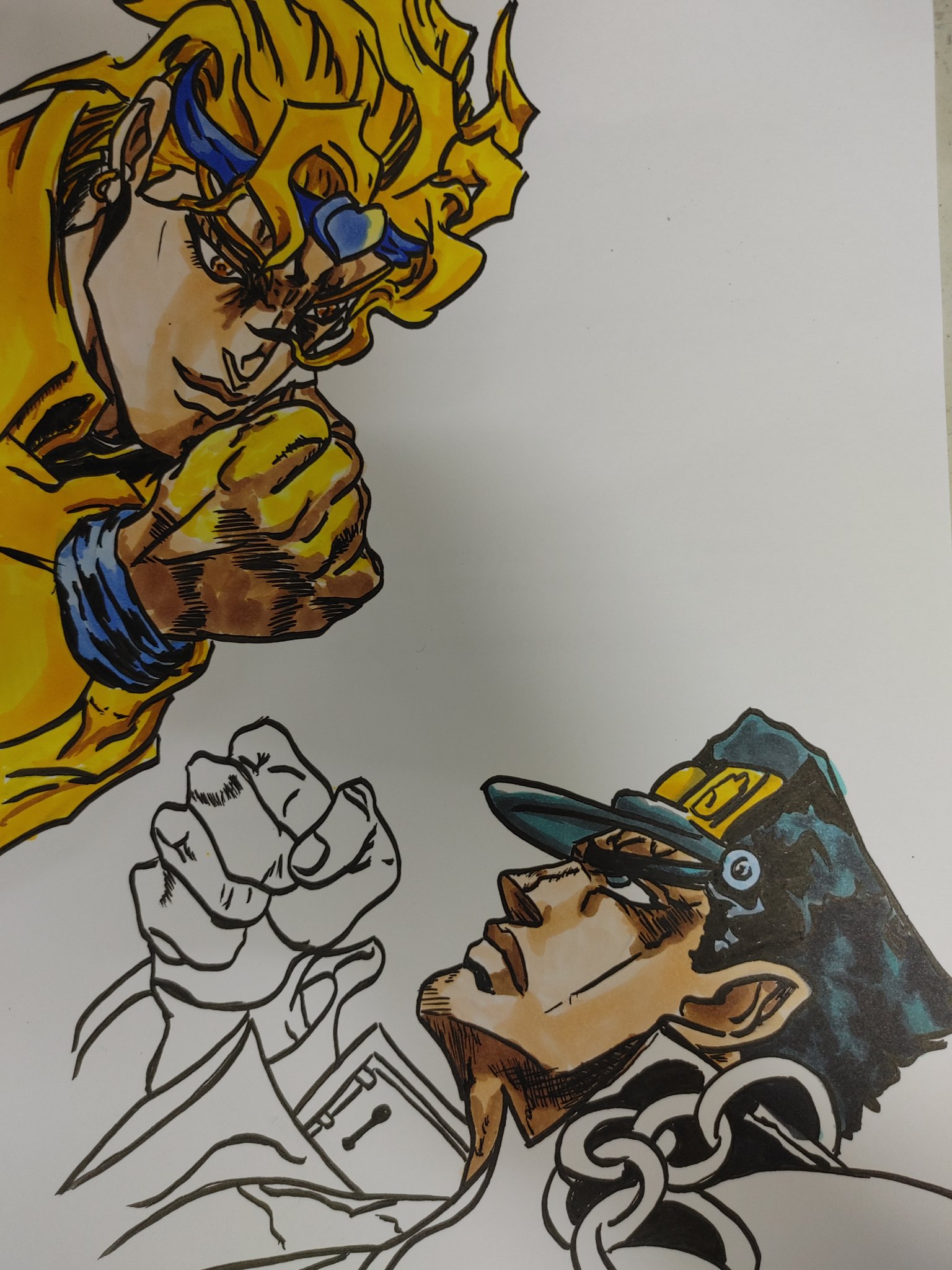 猫草 ジョジョ3部よりdioと承太郎の壁紙を描きました Dio Jojo ジョジョの奇妙な冒険 3部 イラスト 落書き 模写 承太郎 壁紙 イラスト好きな人と繋がりたい お絵かき好きな人と繋がりたい 絵描きさんと繋がりたい Art Instagram Irastration