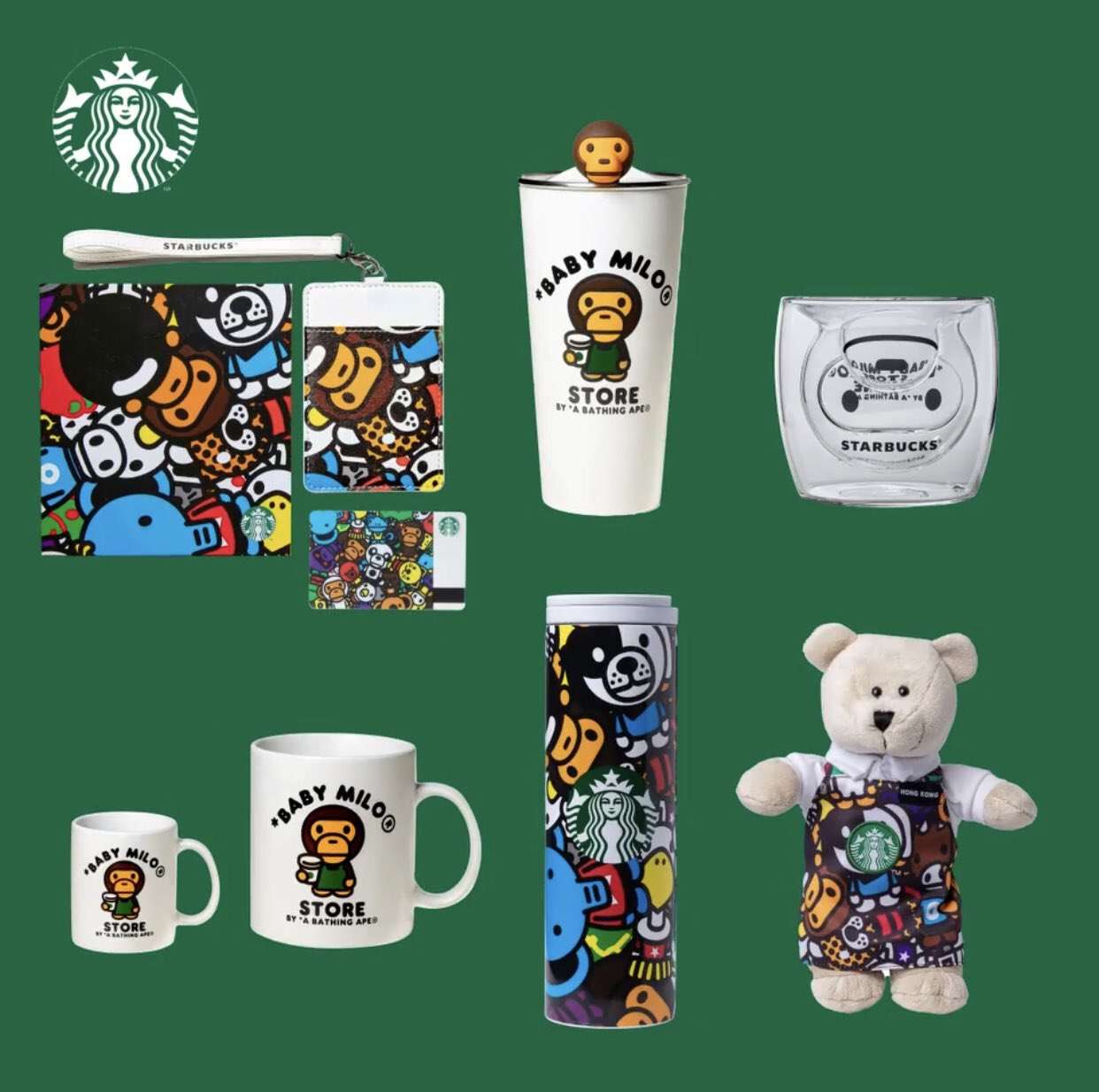 香港スターバックス限定 BABYMILO コラボ エイプ ベアリスタぬいぐるみ 香港スターバックス限定 BABYMILO コラボ エイプ ベアリスタ