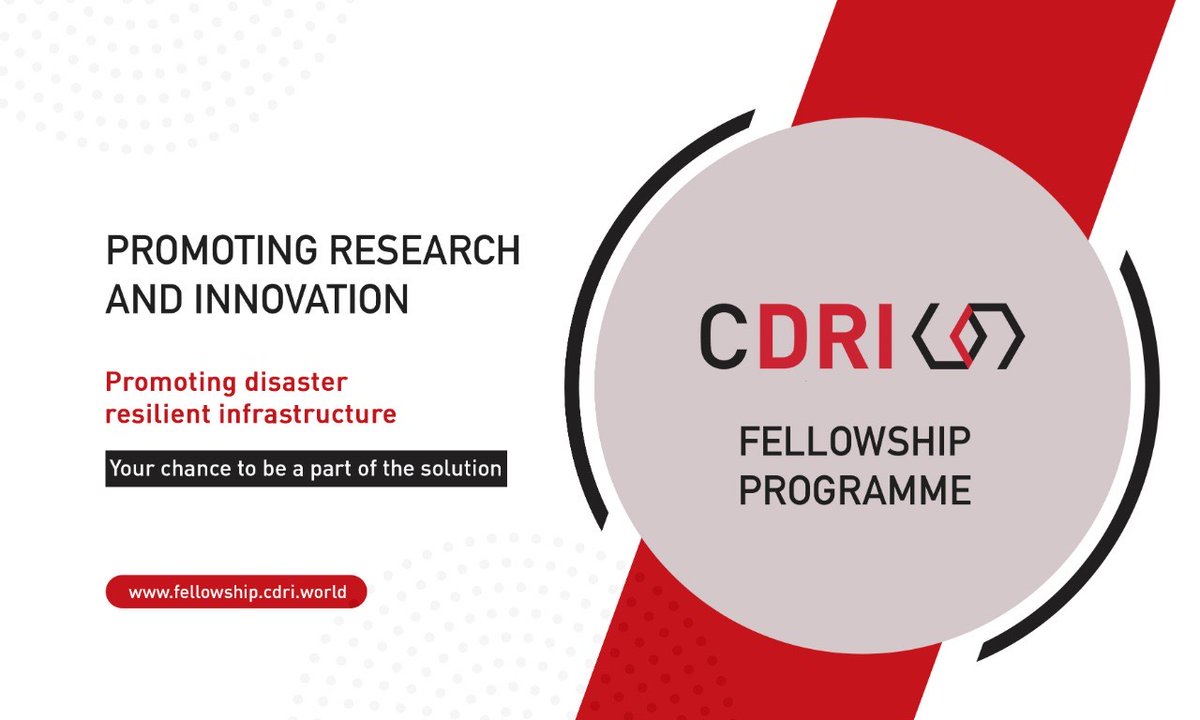 Are you an engineer, IT specialist, climate expert or scientist interested in #ResilientInfrastructure? Then put your analytical skills to good use and apply for a $10k grant through the #CDRIFellowship by 15 November: fellowship.cdri.world @cdri_world
