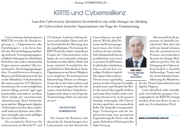Am Montag, den #12Oktober ist das Sonderheft "IT Security &amp; Cloud Management" im <a href="/handelsblatt/">Handelsblatt</a> erschienen. Dort sprechen wir über #KRITIS und #Cyberresilienz.