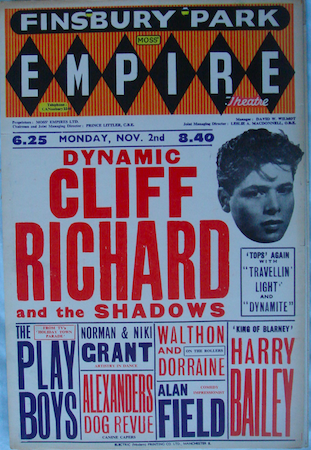 Many happy returns to our Patron, Cliff Richard. Seen here at the Finsbury Park Empire Nov 1959 #Variety.