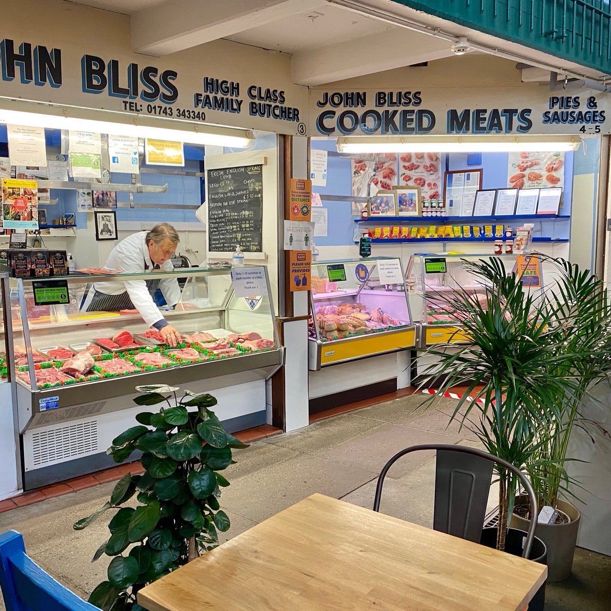 <a href="/JBlissbutchers/">John Bliss</a> have been selling quality meat, poultry, hams, sausage, bacon and pies to the people of Shrewsbury for 55 years. They have been here since the building opened in 1965. Support local businesses, keep them alive. They bring something unique and special to local life