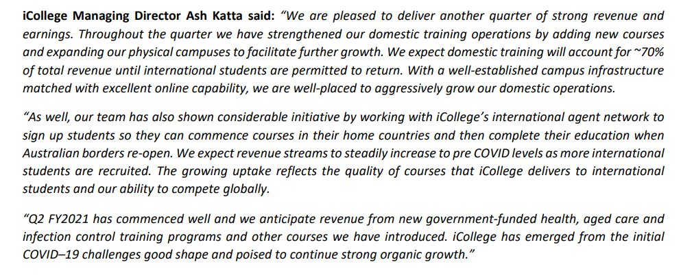 iCollege_ICT's tweet photo. iCollege Managing Director Ash Katta commented on the Company's operational update:

Read More: https://t.co/LTDY36dlhE

#icollegelimited #education #investing #ASX #vocationaleducation #vocationaltraining #internationalstudents #domesticstudents #training $ICT https://t.co/hdoOCC8yRq