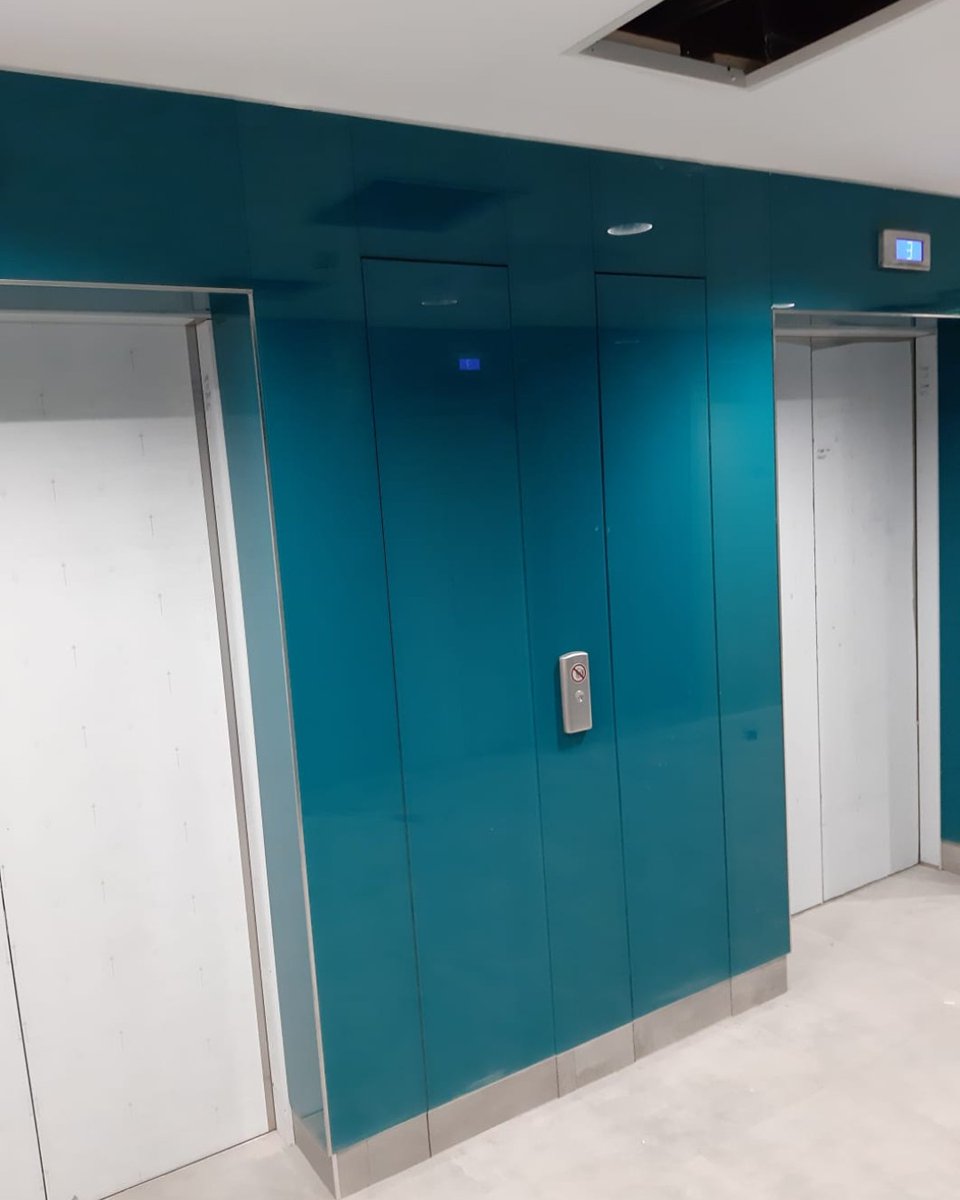 abbey_glass's tweet photo. Lovely to see these lift lobbies complete. Great work by the team #backpaintedglass #bespoke https://t.co/0oIeBYV88x