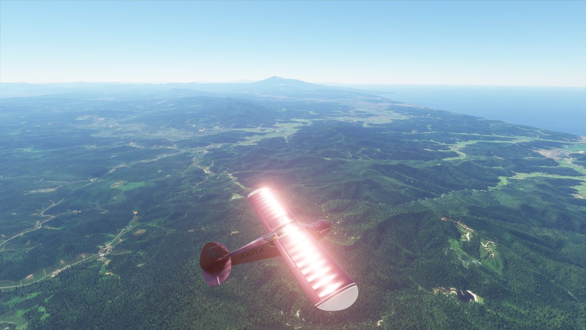 zikko2016's tweet photo. 銅板色に輝く機体！！！

鳥海山を望む

#MSFS2020 #MicrosoftFlightSimulator #PhotoShop https://t.co/bNOMDbZvUD