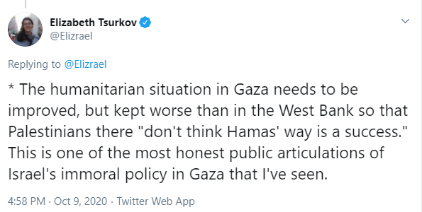 Speaking in an interview last week, the departing head of the Israeli military's 'Intelligence Directorate', Dror Shalom, was the latest official to openly acknowledge that with respect to the blockaded Gaza Strip, internationally-prohibited collective punishment is policy.