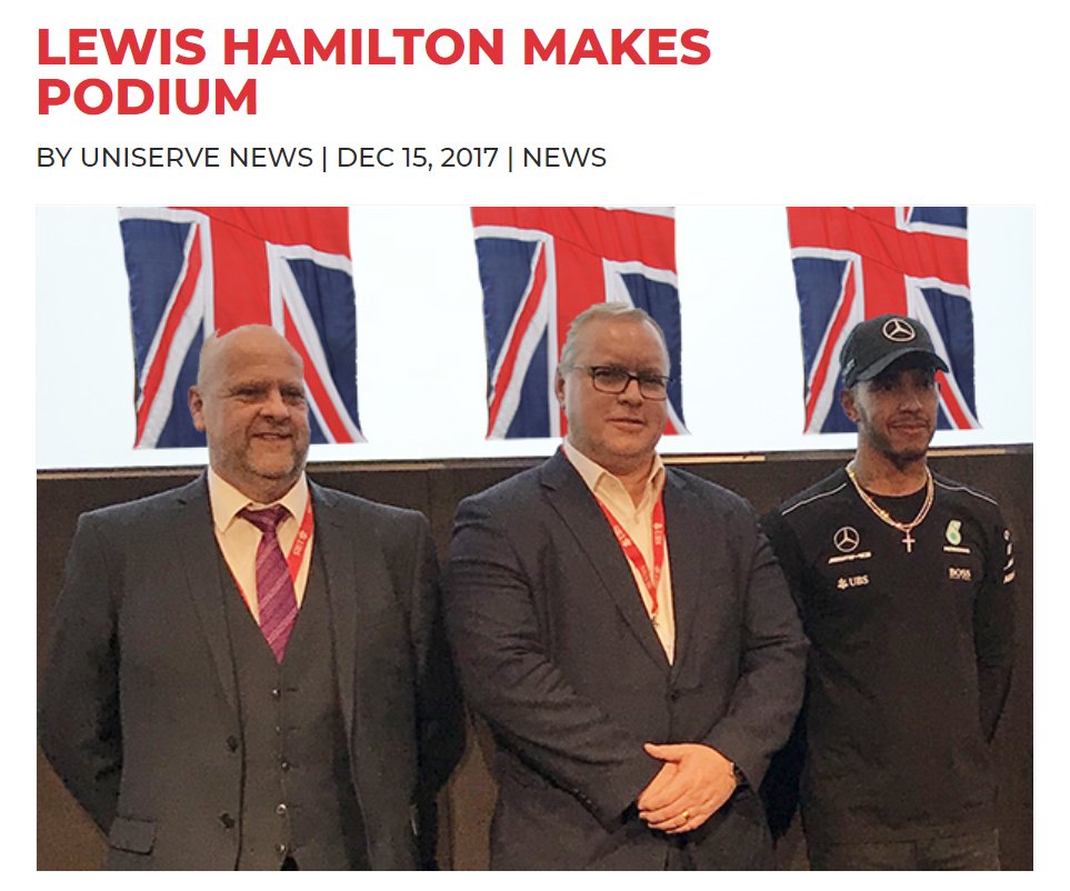 You can also see Mr Liddell (centre) alongside Lewis Hamilton in a news release which boasts of Uniserve being "the official logistics partners of the UK government’s ‘Exporting is Great Campaign‘" ( https://uniserve.co.uk/lewis-hamilton-makes-podium/).