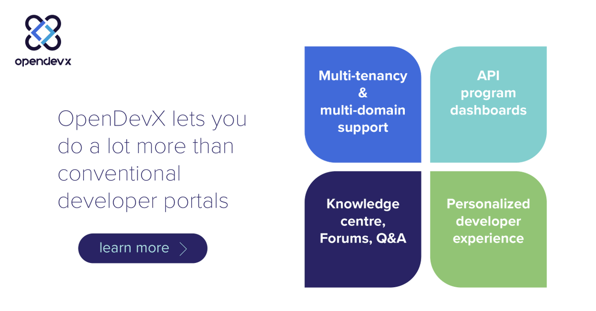 With multi-tenancy at its core, OpenDevX helps you manage multiple #API programs &amp; multiple gateways with one universal #platform to facilitate internal, external, and third party API exchanges. 
Learn more: opendevx.io  
#opensource