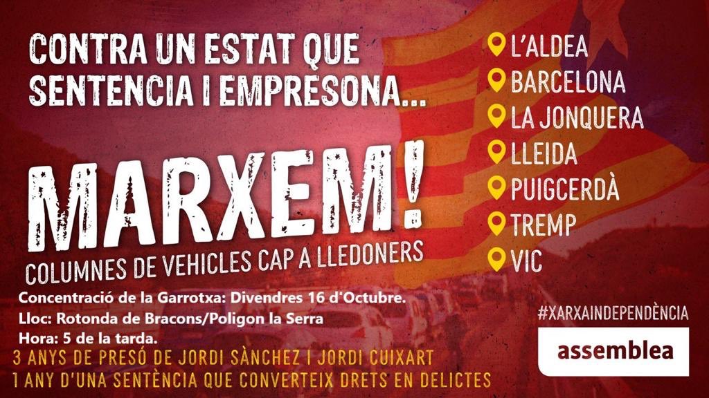 Divendres 16 a 3/4 de 5 concentració a la Rotonda de Bracons, direcció Lledoners!! Us hi esperem! <a href="/assemblea/">Assemblea Nacional Catalana</a> <a href="/ANCGarrotxa/">ANC_Garrotxa 🎗</a> <a href="/ANCPlaEstany/">Assemblea Pla de l'Estany</a> <a href="/ANCGirones/">ANCGirones</a> <a href="/ancgirona/">ANC Girona</a> <a href="/ANCFigueres/">ANC Figueres</a>