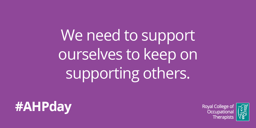 theRCOT's tweet photo. This #AHPDay we're focusing on wellbeing for therapists and the people we serve. Read the blog from our Professional Adviser @annekeen55

https://t.co/vulHYYwSpC 
#AHPsDay2020 https://t.co/uBmZfrV0c0