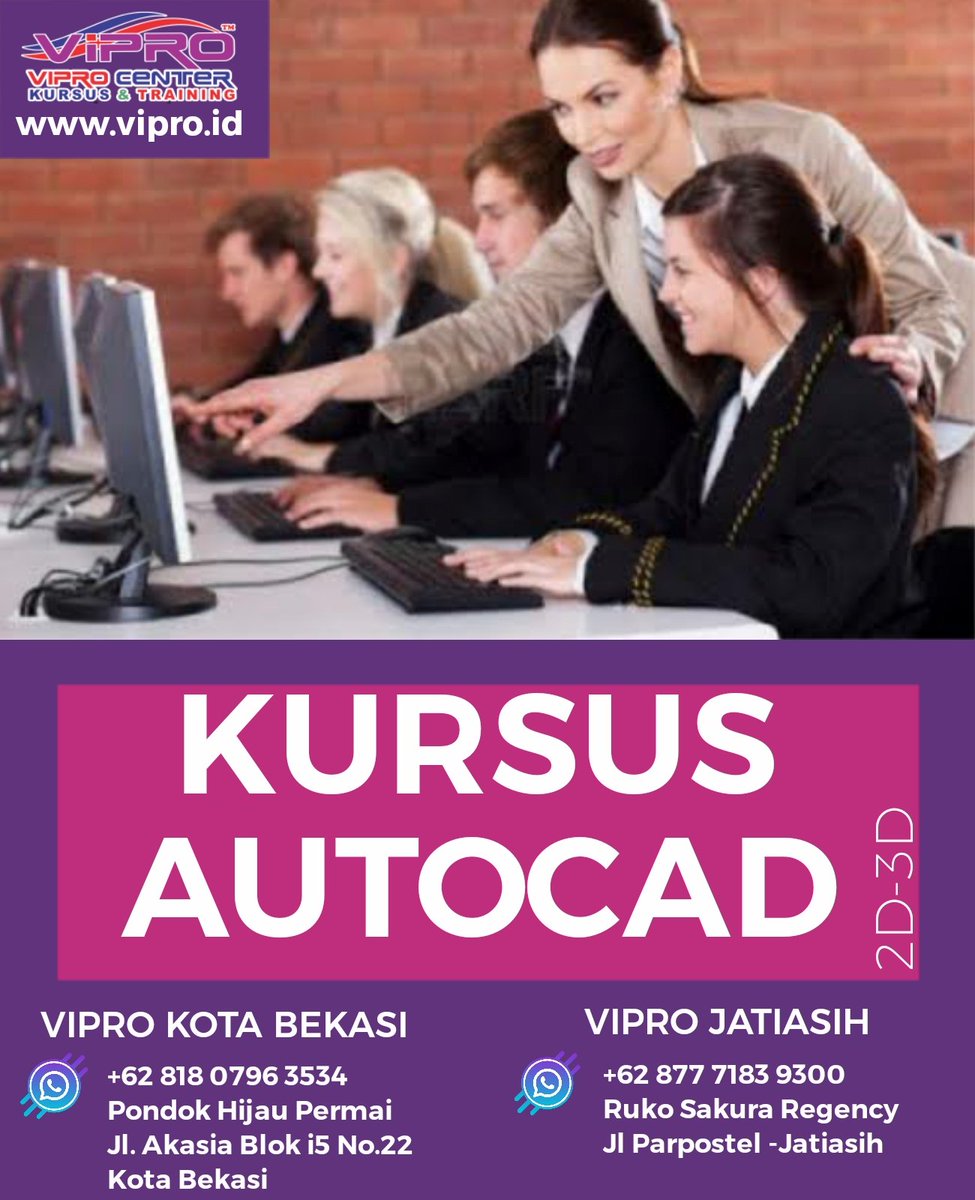 ViproTraining's tweet photo. Dibuka Pendaftaran Kursus AUTOCAD di Bekasi 
WA 0818-0796-3534
LKP VIPRO CENTER
CABANG BEKASI
Jl Akasia Raya Blok i5 No 22 Kota Bekasi
-
VIPRO JATIASIH
Ruko Sakura Regency KM8 No. 11
Jl. Parpostel - Jatiasih
Kota Bekasi
WA: 0877 7183 9300 https://t.co/VEWzhcUYcF