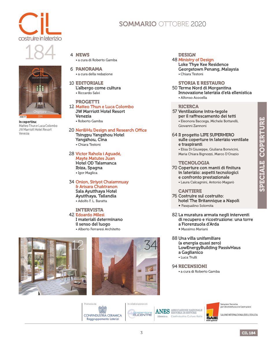 Laterizio's tweet photo. Sfoglia l'ultimo numero di #CostruireinLaterizio #CiL184 #Ospitare dedicato ai nuovi concetti dell'accoglienza turistica per strutture ricettive contemporanee.

https://t.co/ULTy5w0ugH https://t.co/5Tvkx8OmhH