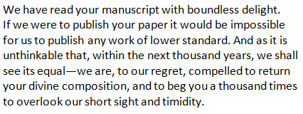 qikipedia's tweet photo. In the 1960s, one Chinese economic journal reportedly used the following text as a template for rejection letters: https://t.co/KwAsaCd95r
