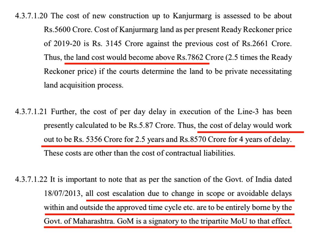 राज्य सरकारवर प्रचंड आर्थिक भार !त्रिपक्षीय करारानुसार, प्रकल्पाच्या कार्यकक्षेत, कालावधीत होणारे बदल किंवा अन्य कुठल्याही कारणामुळे होणारा विलंब याचा संपूर्ण आर्थिक भार हा राज्य सरकारलाच उचलावा लागणार.  #MVAbetrayMumbaikars