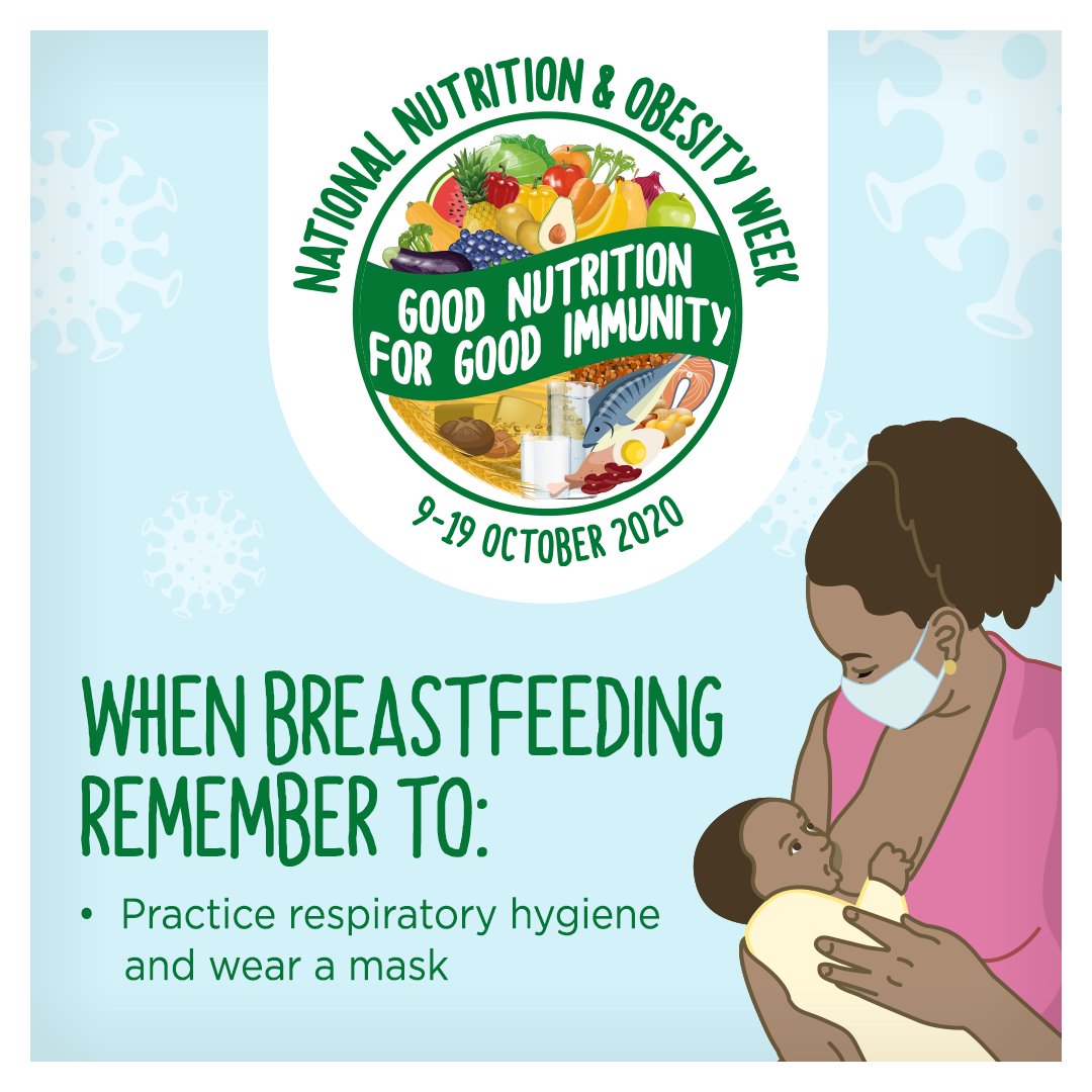 growgreatza's tweet photo. Breastfeeding forms part of a good nutritional foundation, so keep doing it for as long as you are able to after your baby reaches 6 months. Always sanitise surfaces and practise good hand & respiratory hygiene when breastfeeding.
#GoodFoodGoodImmunity
#GrowGreatness
#NNOW2020 https://t.co/99RjMVDqrt