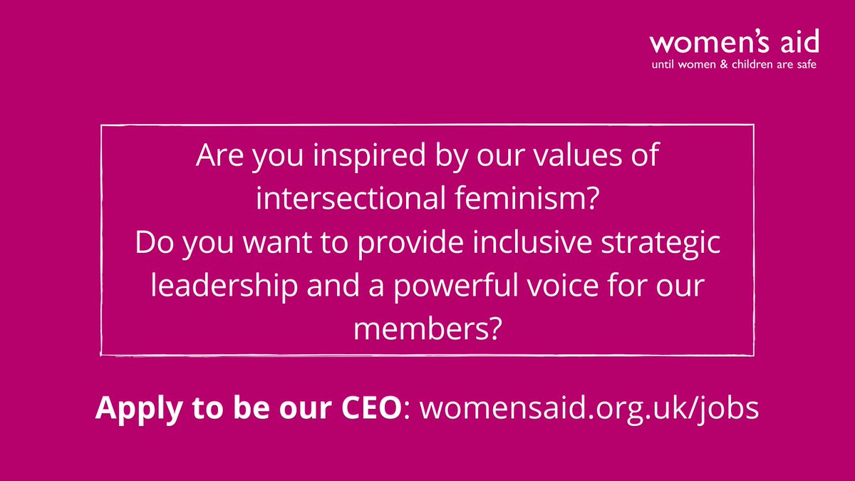 Do you want to provide inclusive strategic leadership and a powerful voice for our members? We're seeking a CEO inspired by our values of intersectional #feminism to help drive a future where #domesticabuse is no longer tolerated. 

Apply today ➡️ lght.ly/9fnkj5f
