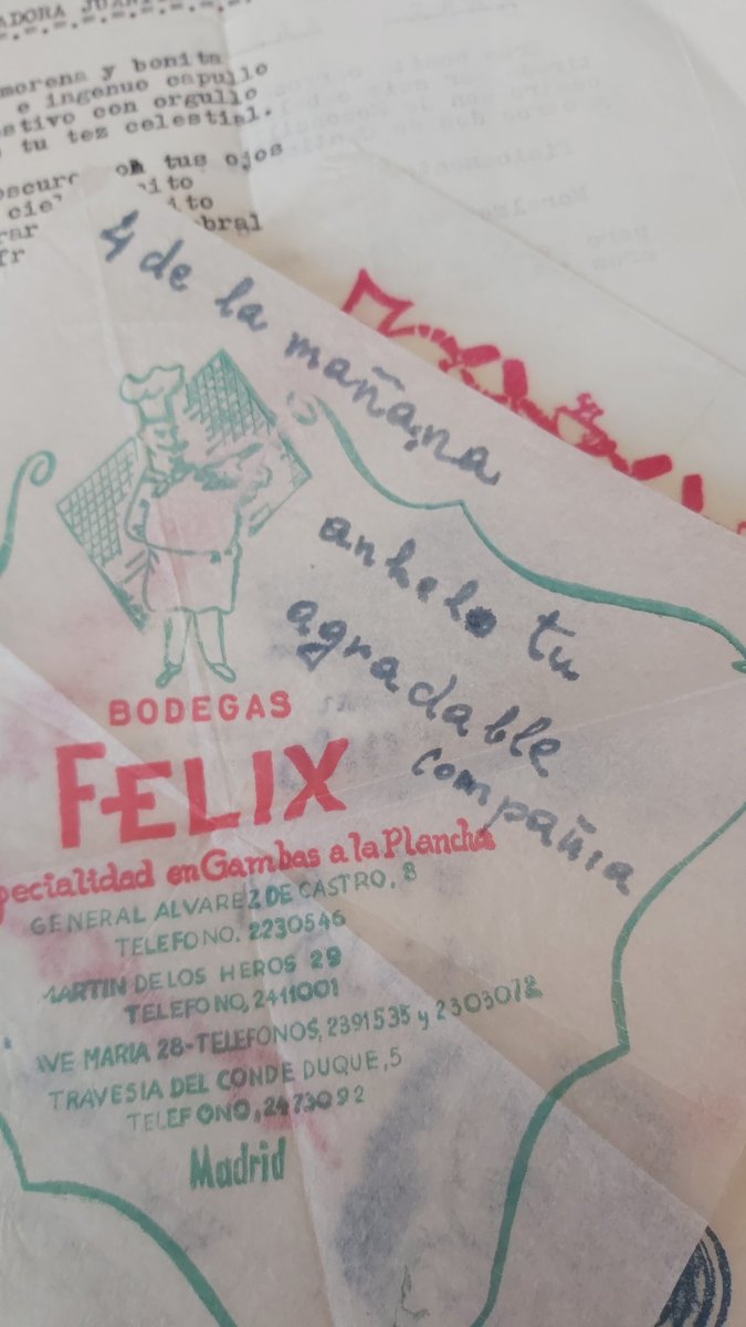 ppauliita22's tweet image. Mi abuelo le mandaba servilletas por correo a mi abuela de cada bar en el que se tomaba algo y tú llorando por un pavo que no utiliza la h