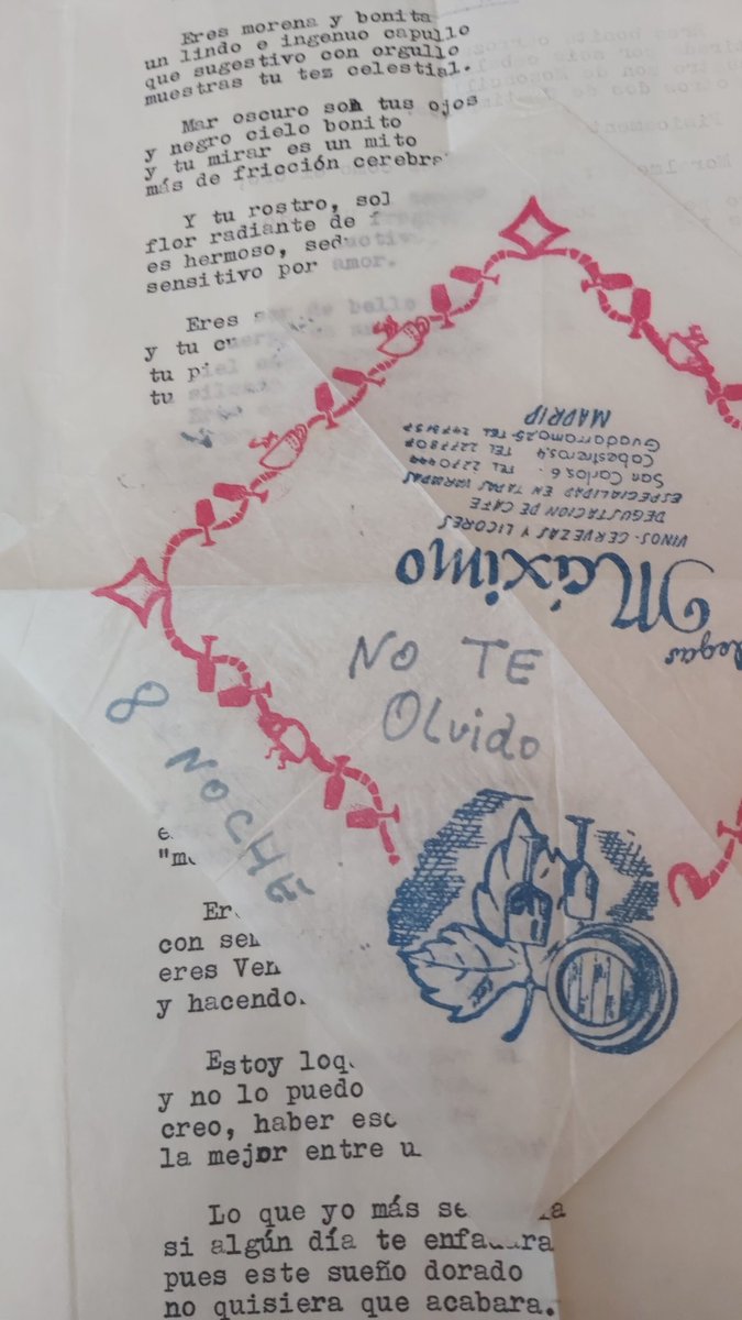 ppauliita22's tweet image. Mi abuelo le mandaba servilletas por correo a mi abuela de cada bar en el que se tomaba algo y tú llorando por un pavo que no utiliza la h