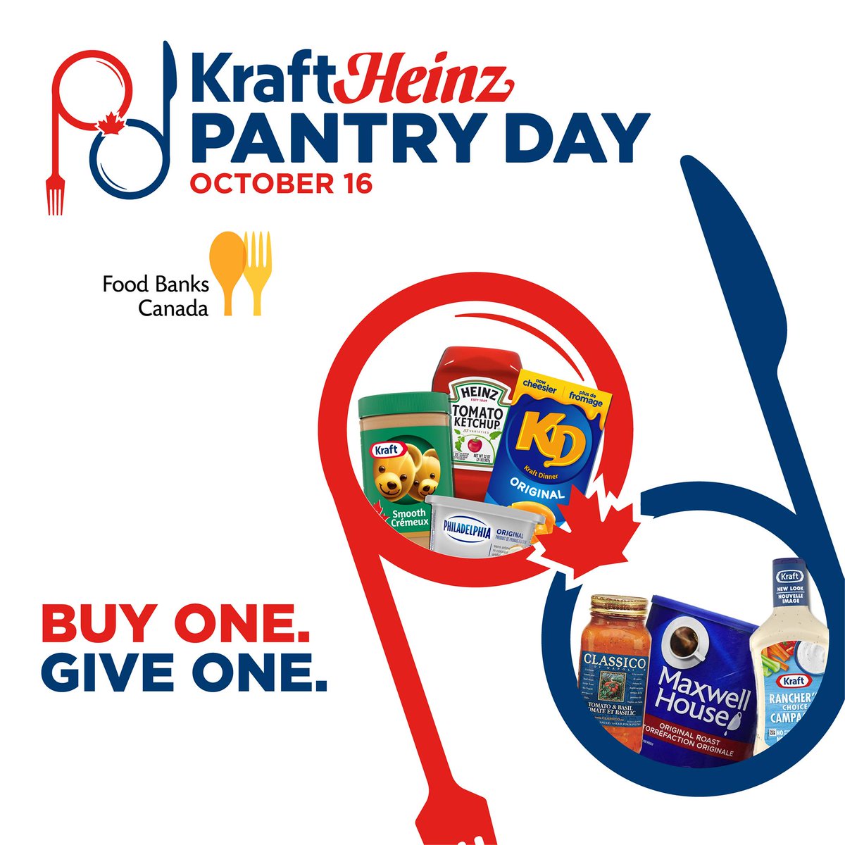 On October 16, Kraft Canada - what's cooking is launching #KHPantryDay. When you purchase one of the participating products on Kraft Heinz Pantry Day Kraft Heinz Canada will match that purchase with a donation to Food Banks Canada  
More details: kraftwhatscooking.ca/kraft-heinz-pa…