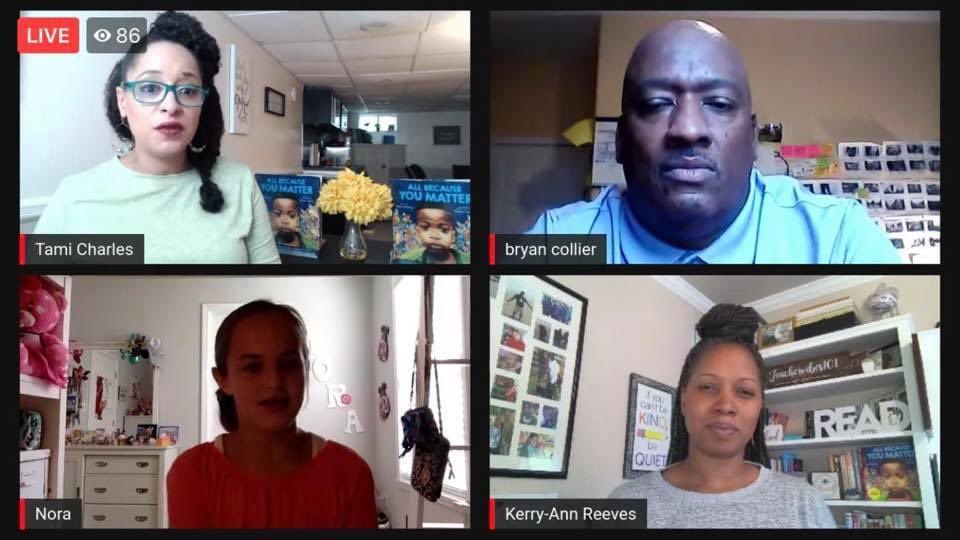 Mrstrees's tweet photo. Nora had the honor of participating in a panel with @ScholasticClub yesterday. She got to ask author Tami Charles and illustrator Bryan Collier a question about their book, All Because You Matter- LIVE! We are proud of you, Nora! #huskiesread #wearehuskies https://t.co/Abl7Unva3c