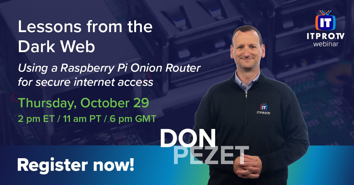 DonPezet's tweet photo. We always do a Halloween webinar here at @ITProTV. This year we're jumping back into the Dark Web series. You can sign up here: https://t.co/EBvrhgrAcv https://t.co/2WUnemHdJ5